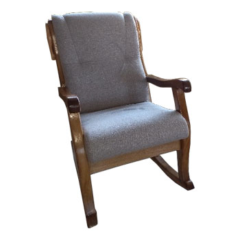 Sillón de madera tapizado gris